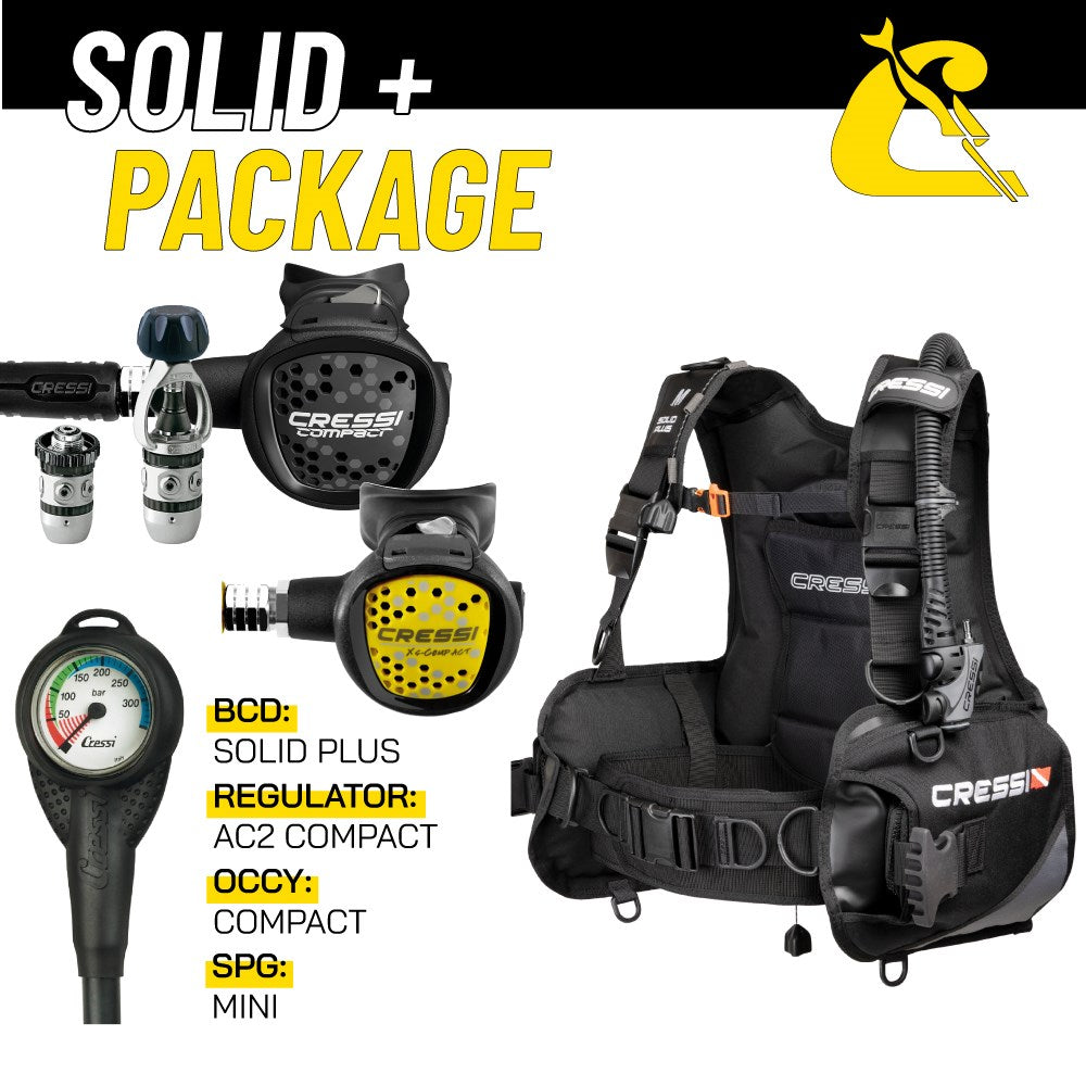 Cressi Solid Plus + AC2 Compact Package