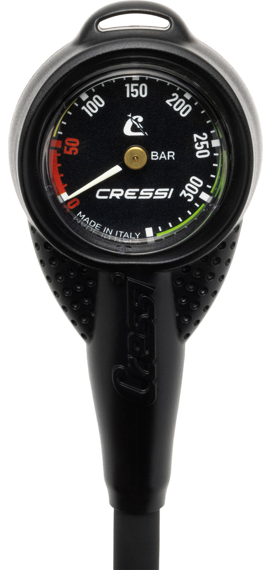 Cressi Mini SPG in black rubber housing with high-pressure hose