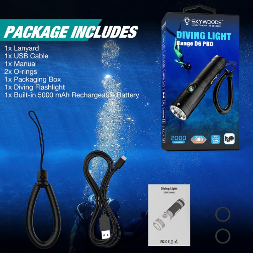 Skywoods D6 Pro Light Dive Torch