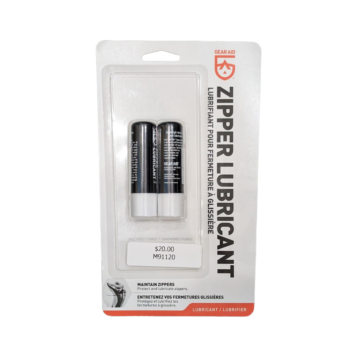 Gear Aid Zipper Lubricant Stick 2 Pack (4.5g x 2)