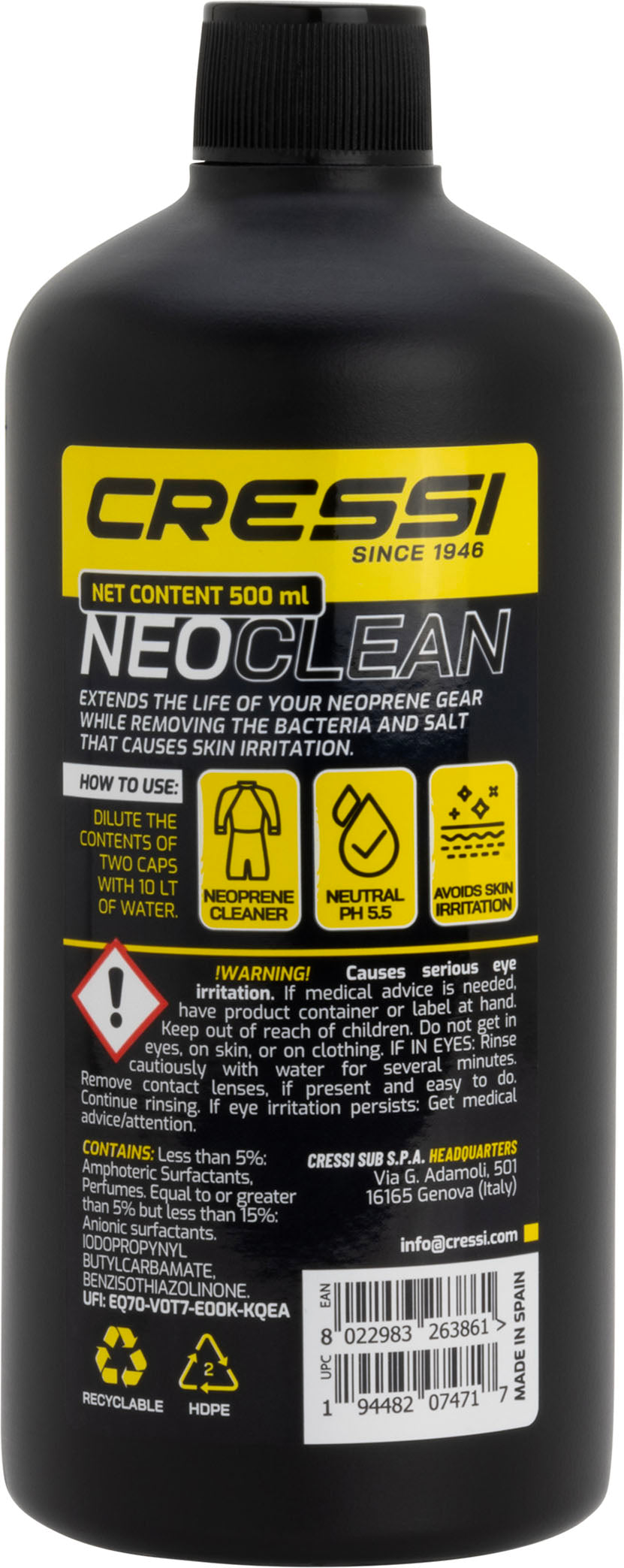 Cressi Neo Clean 500ml neoprene wetsuit wash