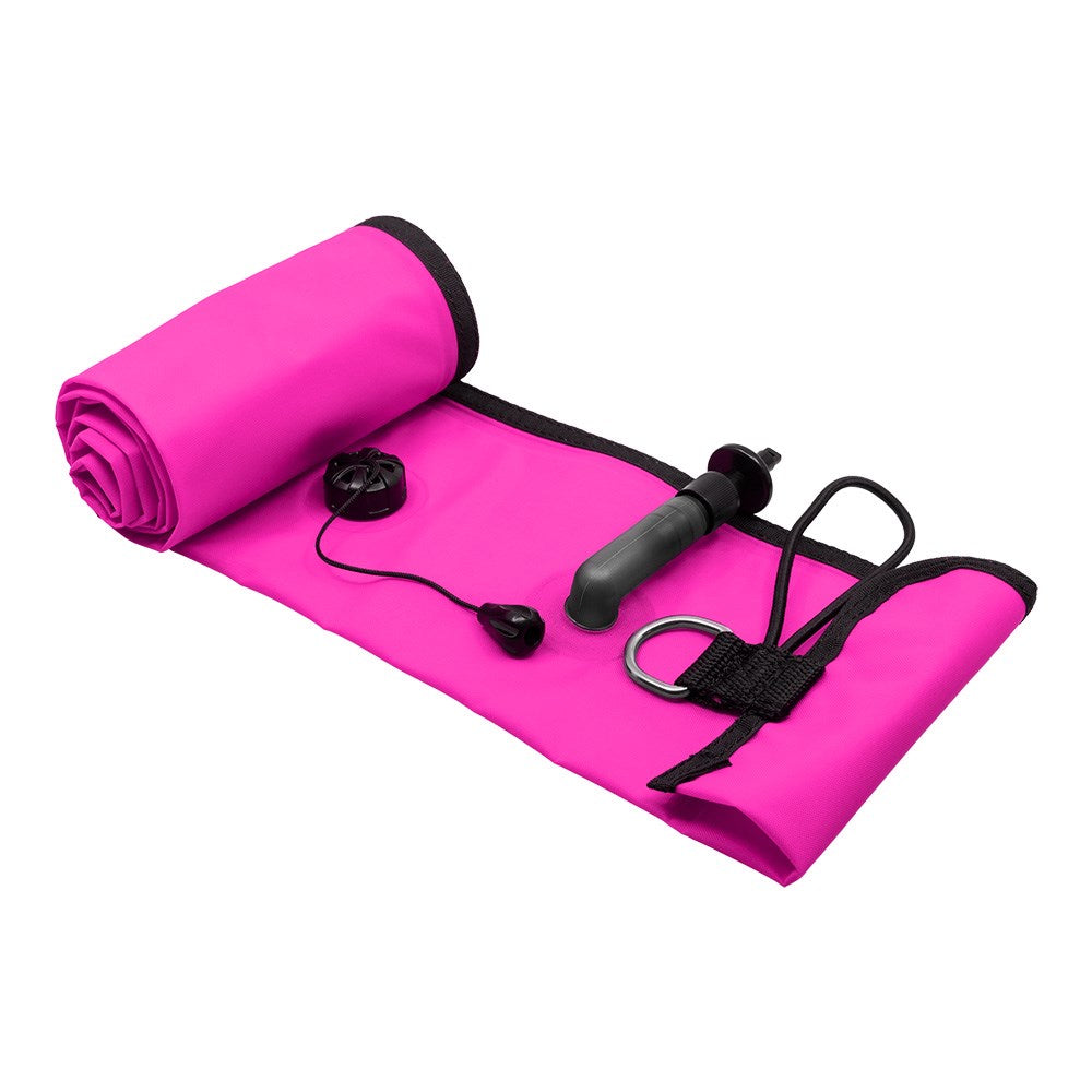 Cressi Compact SMB 115cm pink oral inflator, dump valve and D-ring detail