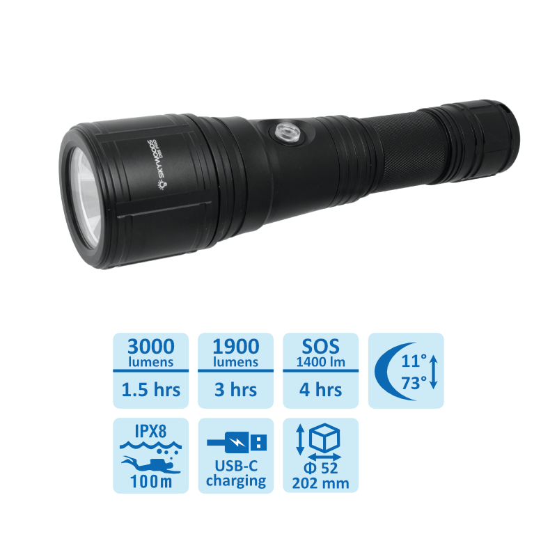 Skywoods D6S Pro Dive Torch 3000LM